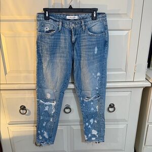Flying Monkey Distressed Blue Ankle Jeans